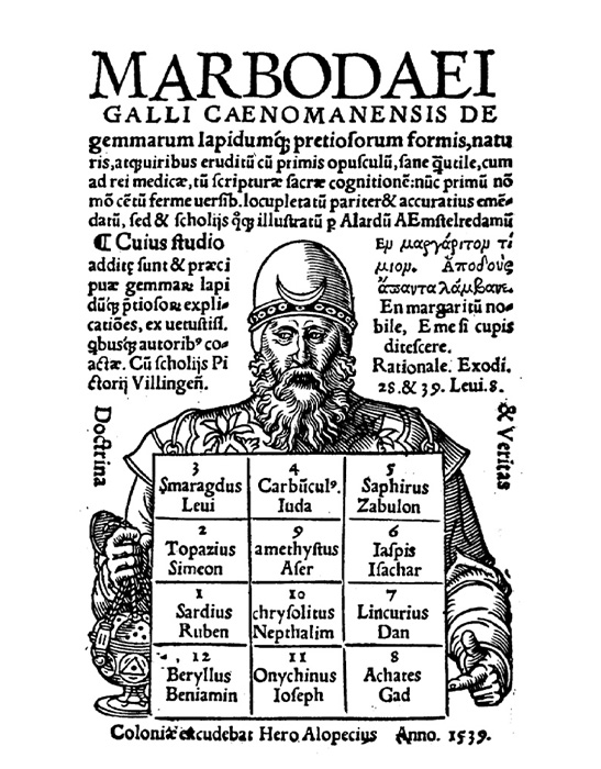 Calendrier de De gemmarum Lapidumq 1539, pierre de naissance.